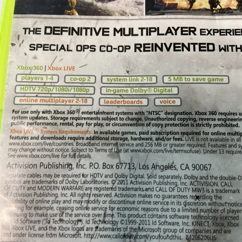 Call of Duty Modern Warfare 3 Video Game Xbox 360 Action War Booklet CIB